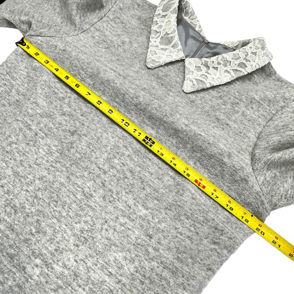Anthropologie Leonor Silva Etain Dress Gray 3/4 Sleeves Lace Collar Women Large - Picture 13 of 16